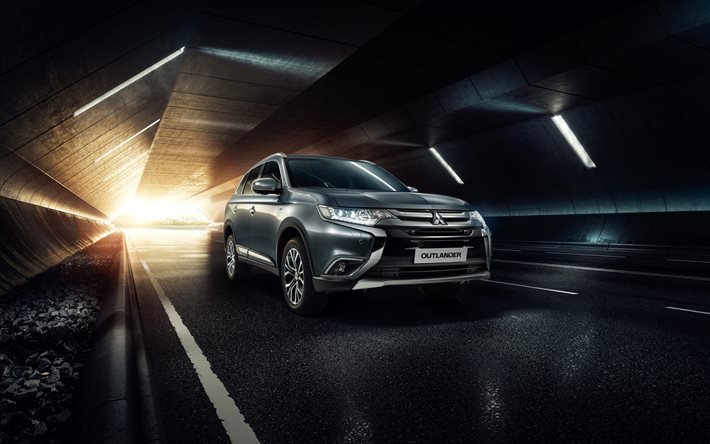 Mitsubishi Outlander, 2017 cars, crossovers, tunnel, Mitsubishi