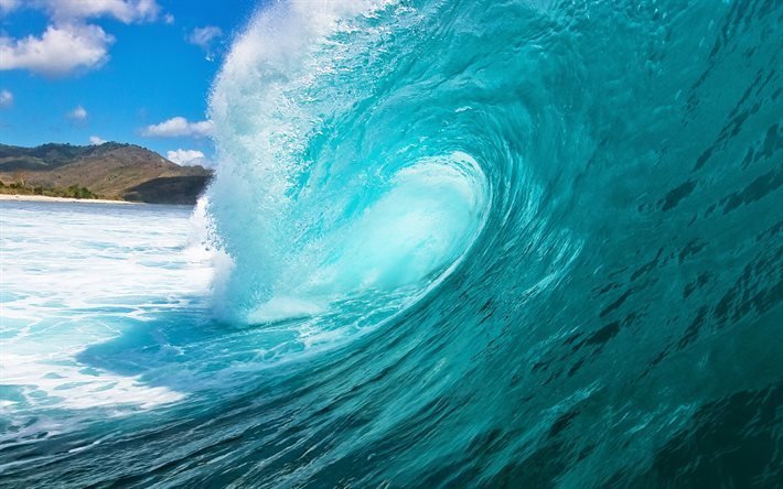 Oc&#233;ano, ola, agua, agua azul, big wave
