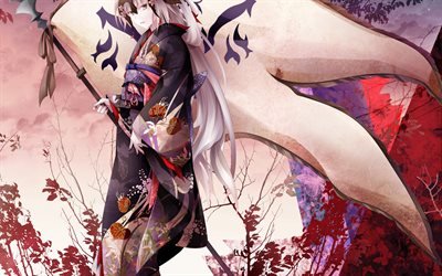 Fate Grand Order, anime characters, a girl in a kimono, art, female characters