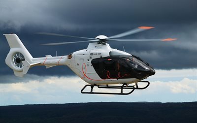 Eurocopter EC135 T2, 4k, civil aviation, flight, Airbus H135, Airbus