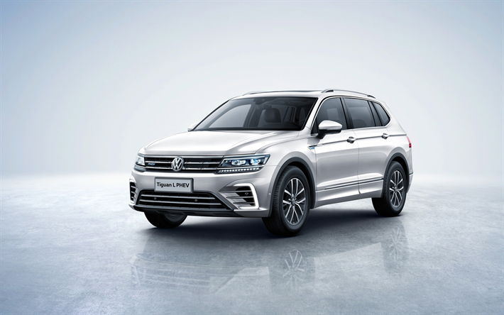 Volkswagen Tiguan, 2018, PHEV, exterior, new white Tiguan, crossover, German cars, Volkswagen