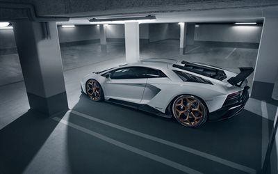 Lamborghini Aventador S, yan Novitec Torado, 2018, g&#246;r&#252;n&#252;m, s&#252;per, yeni G&#252;m&#252;ş Aventador, tuning, spor araba, Bronz tekerlek, otopark, Lamborghini