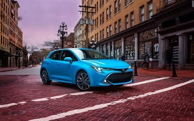 Toyota Corolla, XSE, Hatchback, 2019, 4k, el nuevo azul de la Corola, los coches de la familia, los coches Japoneses, Toyota