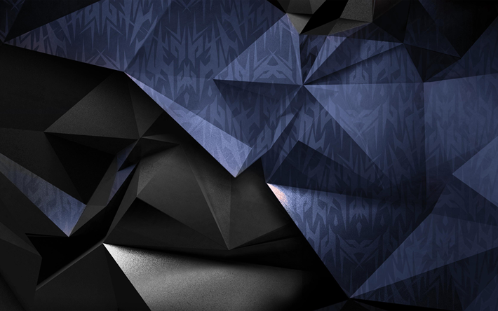 4k, geometri, polygoner, 3d-konst, geometriska former, m&#246;rk bakgrund, Acer Predator