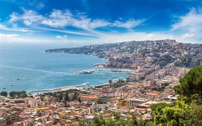 Naples, Sorrento, Italy, cityscape, resort, summer, Mediterranean Sea, coast, white yachts