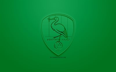 ADO Den Haag, الإبداعية شعار 3D, خلفية خضراء, 3d شعار, الهولندي لكرة القدم, الدوري الهولندي, لاهاي, هولندا, الفن 3d, كرة القدم, أنيقة شعار 3d