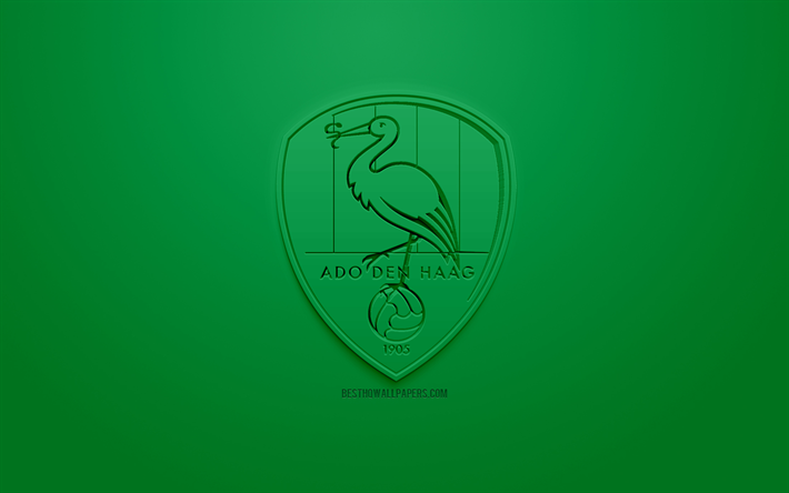 ADO Den Haag, creativo logo en 3D, fondo verde, emblema 3d, holand&#233;s club de f&#250;tbol de la Eredivisie, La Haya, pa&#237;ses Bajos, 3d, arte, f&#250;tbol, elegante logo en 3d