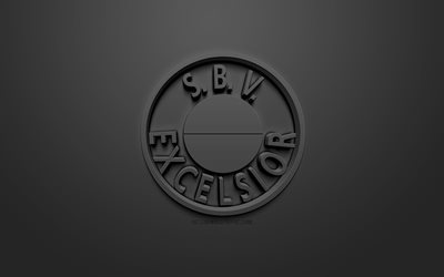 SBV Excelsior, الإبداعية شعار 3D, خلفية سوداء, 3d شعار, الهولندي لكرة القدم, الدوري الهولندي, روتردام, هولندا, الفن 3d, كرة القدم, أنيقة شعار 3d