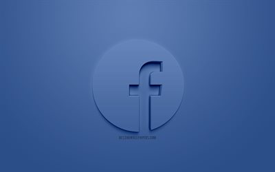 Facebook, logo en 3d, fondo azul, red social, emblema, 3d, arte creativo