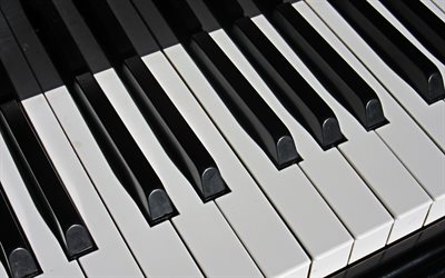 piyano tuşları, 4k, m&#252;zik aletleri, makro, Piyano