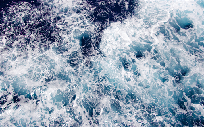 las olas del mar textura, 4k, macro, las texturas del agua, las olas, el oc&#233;ano, azul de las olas, las olas del mar