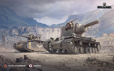 World of Tanks, Char G1, KV-2, tanks, World War II, online games, WoT, poster