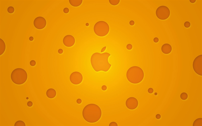 Apple logosu, peynir doku, Elma, peynir arka plan, peynir logosu