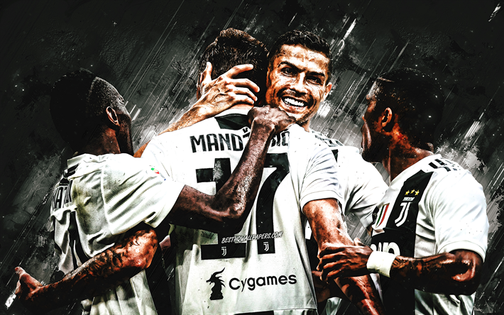 Cristiano Ronaldo, Mario Mandzukic, A Juventus FC, equipa, It&#225;lia, famosos jogadores de futebol, Serie A, CR7, futebol, A Juve
