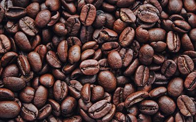 4k, kahvipapuja rakenne, arabica, makro, kahvin-kuvioita, kahvia taustat, kahvipapuja, kahvia, arabica-pavut