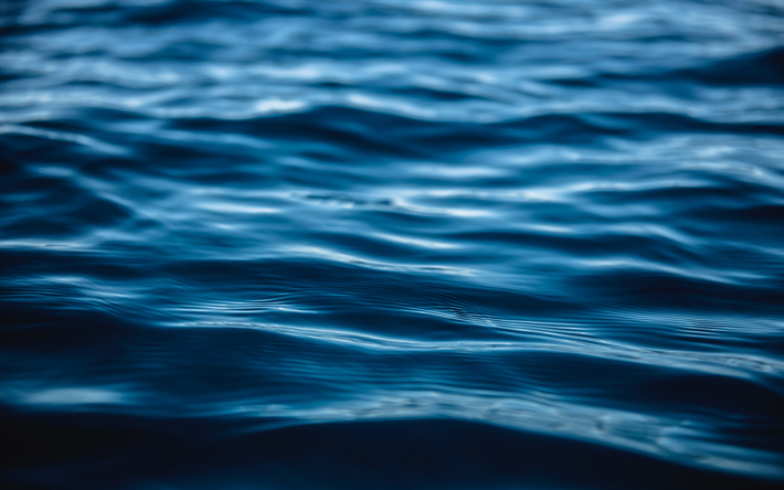 4k, sininen vesi rakenne, makro, veden aallot rakenne, sinist&#228; vett&#228; taustalla, veden kuvioita, sininen vesi, vesi taustat