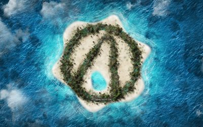 Borderlands 3, logo, creative art, trooppinen saari, suosittuja pelej&#228;, saari logo, ocean, Download