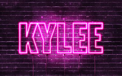 Hyv&#228;&#228; syntym&#228;p&#228;iv&#228;&#228; Kylee, 4k, vaaleanpunaiset neonvalot, Kylee nimi, luova, Kylee Hyv&#228;&#228; syntym&#228;p&#228;iv&#228;&#228;, Kylee Birthday, suosittuja amerikkalaisia naisnimi&#228;, kuva Kylee nimi, Kylee