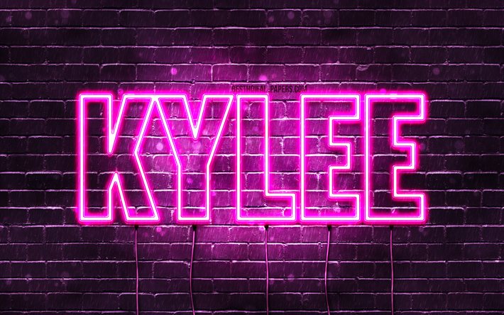 Joyeux anniversaire Kylee, 4k, n&#233;ons roses, nom Kylee, cr&#233;atif, Kylee Happy Birthday, Kylee Birthday, noms f&#233;minins am&#233;ricains populaires, image avec le nom de Kylee, Kylee