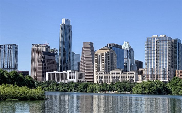 Austin, The Independent, Austinin kaupunkikuva, modernit rakennukset, pilvenpiirt&#228;j&#228;t, Austinin taivaanranta, Texas, Yhdysvallat