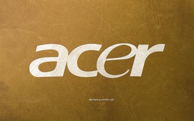 acer logo, gold retro hintergrund, stein gold textur, acer emblem, retro kunst, acer