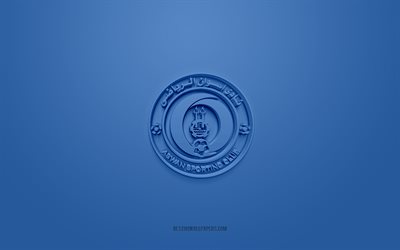 Aswan SC, creative 3D logo, blue background, 3d emblem, Egyptian football club, Egyptian Premier League, Aswan, Egypt, 3d art, football, Aswan SC 3d logo