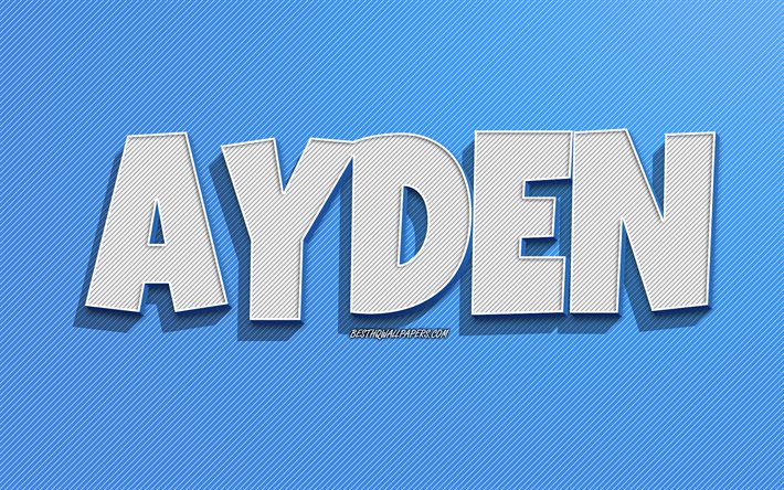 Ayden, blue lines background, wallpapers with names, Ayden name, male names, Ayden greeting card, line art, picture with Ayden name