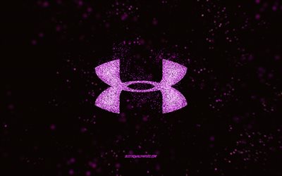 Under Armor glitter logo, black background, Under Armor logo, purple glitter art, Under Armor, creative art, Under Armor purple glitter logo