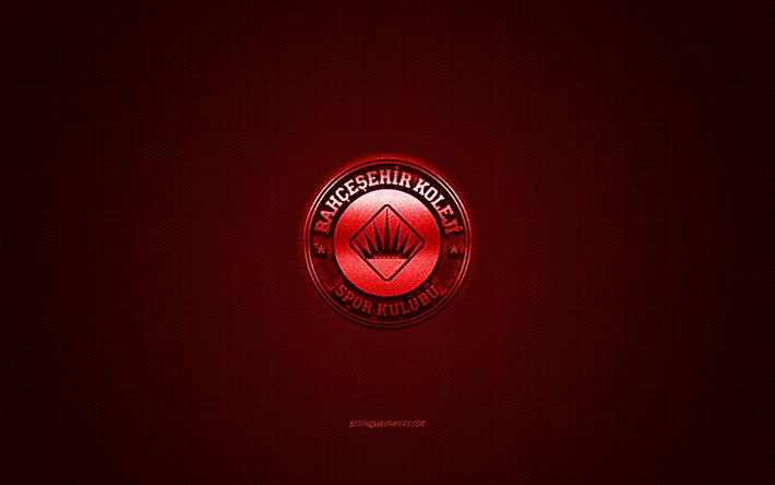Bahcesehir Koleji SK, creative 3D logo, red background, 3d emblem, Turkish basketball club, Basketbol Super Ligi, Istanbul, Turkey, 3d art, basketball, Bahcesehir Koleji SK 3d logo