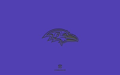 Baltimore Ravens, lila bakgrund, amerikansk fotbollslag, Baltimore Ravens emblem, NFL, USA, amerikansk fotboll, Baltimore Ravens logo