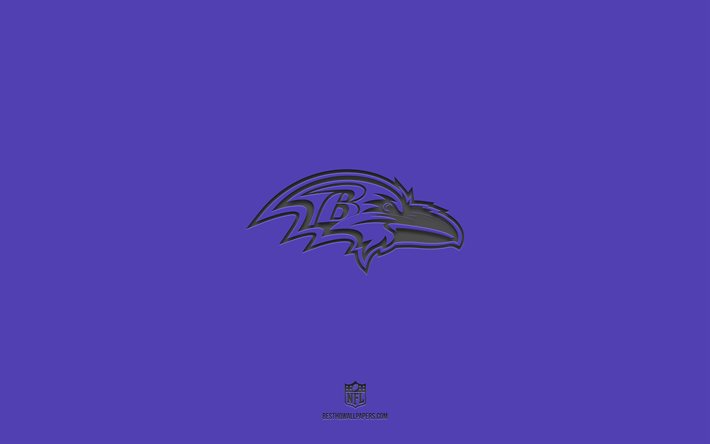Baltimore Ravens, fundo roxo, time de futebol americano, emblema do Baltimore Ravens, NFL, EUA, futebol americano, logotipo do Baltimore Ravens