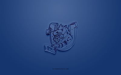 Barrie Colts, logo 3D creativo, sfondo blu, OHL, emblema 3d, squadra canadese di hockey, Ontario Hockey League, Ontario, Canada, arte 3d, hockey, logo 3d di Barrie Colts