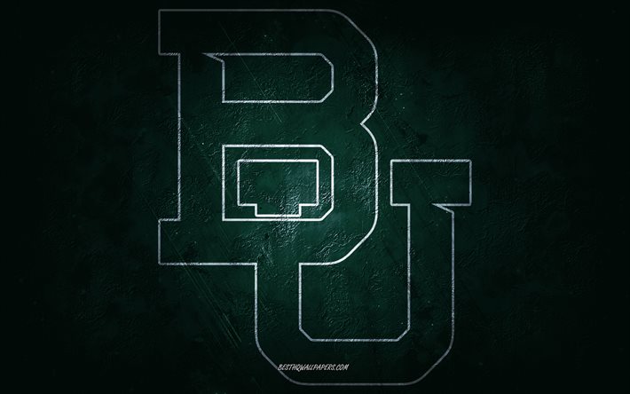 Baylor Bears, American football team, green blue background, Baylor Bears logo, grunge art, NCAA, American football, USA, Baylor Bears emblem