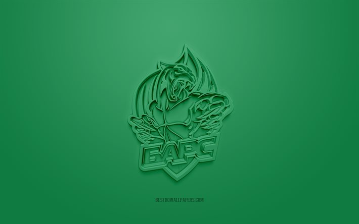 Ak Bars Kazan, creative 3D logo, green background, KHL, 3d emblem, Russian hockey club, Kontinental Hockey League, Kazan, Russia, 3d art, hockey, Ak Bars Kazan 3d logo