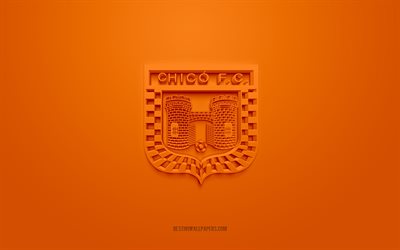 Deportivo Boyaca Chico FC, creative 3D logo, orange background, 3d emblem, Colombian football club, Categoria Primera A, Tunja, Colombia, 3d art, football, Deportivo Boyaca Chico FC 3d logo