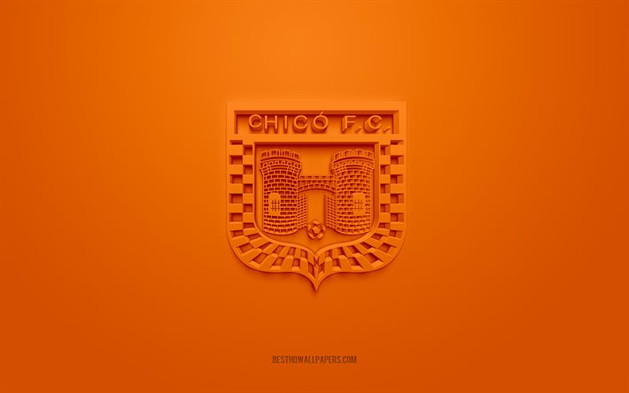 Deportivo Boyaca Chico FC, yaratıcı 3D logo, turuncu arka plan, 3d amblem, Kolombiya futbol kul&#252;b&#252;, Categoria Primera A, Tunja, Kolombiya, 3d sanat, futbol, Deportivo Boyaca Chico FC 3d logosu