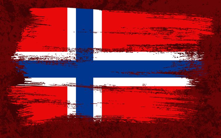 4k, Bandeira da Noruega, bandeiras do grunge, pa&#237;ses europeus, s&#237;mbolos nacionais, pincelada, bandeira da Noruega, arte do grunge, Europa, Noruega
