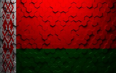 Flag of Belarus, honeycomb art, Belarus hexagons flag, Belarus, 3d hexagons art, Belarus flag