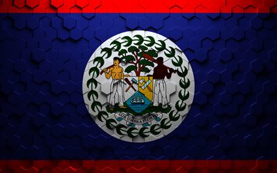 Belizen lippu, hunajakenno, Belizen kuusikulmainen lippu, Belize, kolmiulotteinen kuusikulmio