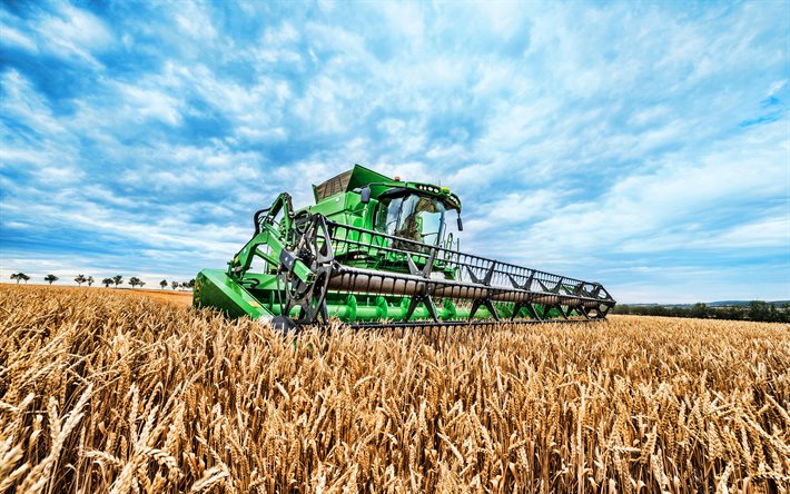 John Deere T670i, 4k, mietitrebbia, mietitrebbia 2021, raccolta del grano, concetti di raccolta, concetti di agricoltura, John Deere