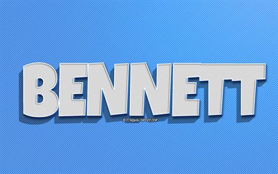 Bennett, sfondo con linee blu, sfondi con nomi, nome Bennett, nomi maschili, biglietto di auguri Bennett, disegni al tratto, foto con nome Bennett