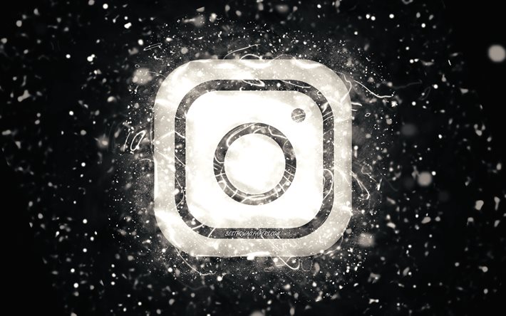Download wallpapers Instagram white logo, 4k, white neon lights, creative,  white abstract background, Instagram logo, social network, Instagram for  desktop free. Pictures for desktop free