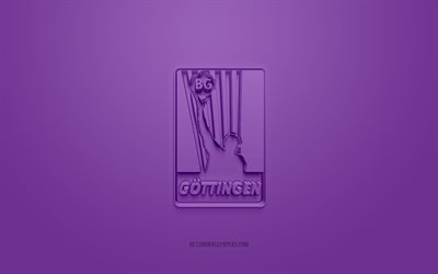 BG Gottingen, luova 3D-logo, violetti tausta, BBL, 3D-tunnus, Saksan koripalloseura, Basketball Bundesliga, Gottingen, Saksa, 3d-taide, jalkapallo, BG Gottingen 3d-logo