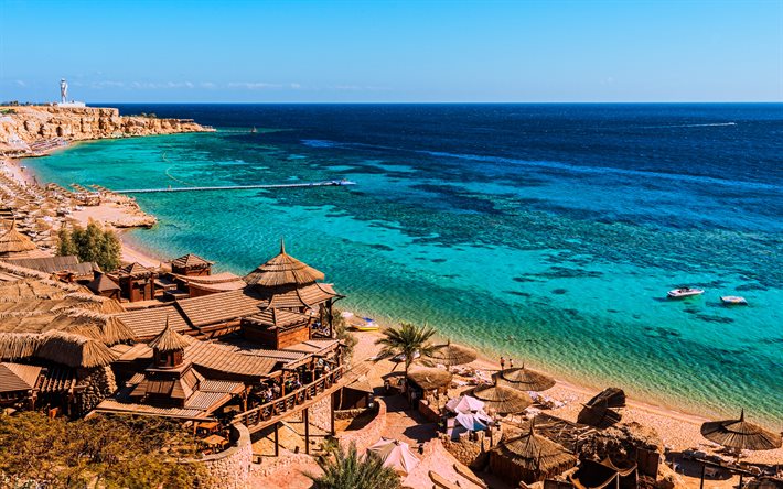 Sharm El Sheikh, 4k, kızıl deniz, sahil, cennet, G&#252;ney Sina, Sharm, el-Sheikh, Mısır, Afrika