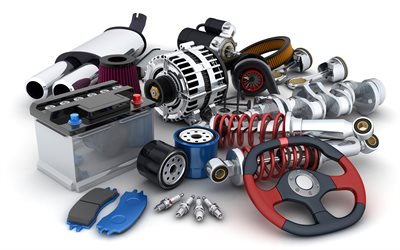 3d car parts, car repair concepts, car parts sales, 3d generator, oil filter, brake pads, battery, shock absorbers