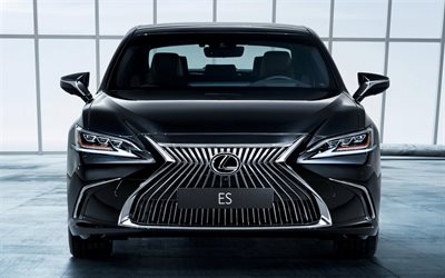 Lexus ES, vista frontal, 2018 carros, carros de luxo, lexus preto, carros japoneses, Lexus