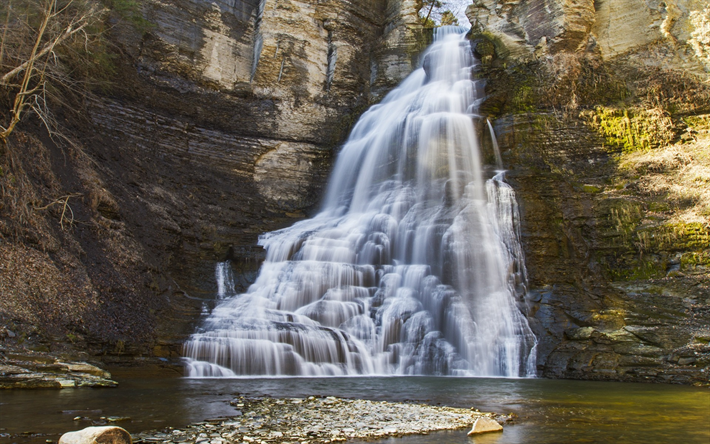 rock, vattenfall, sj&#246;n, h&#246;g klippa, hemliga platser, vatten