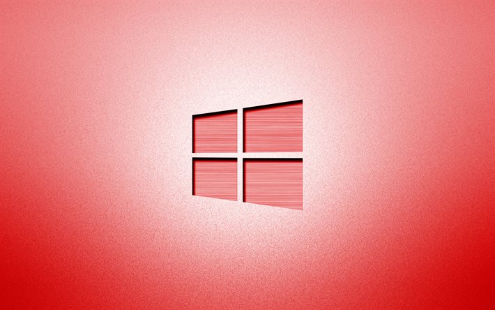 4k, Windows 10 red logo, creative, red backgrounds, minimalism, operating systems, Windows 10 logo, artwork, Windows 10