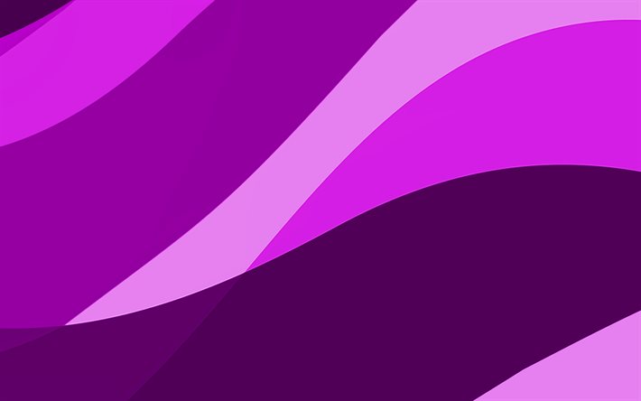 violeta resumen de las ondas, 4k, m&#237;nimo, violeta ondulado de fondo, dise&#241;o de materiales, el resumen de las ondas, violeta fondos, creativo, los patrones de las ondas