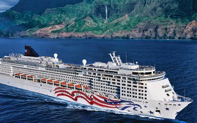 Amerika&#39;nın gururu, cruise gemisi, Sahil, Pasifik Okyanusu, l&#252;ks gemi, Norwegian Cruise Line, Hawaii, ABD